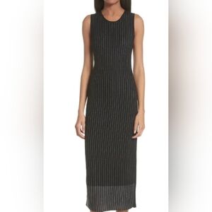 Grey Jason Wu Women's Black Pinstripe Merino Wool Knit Dress Size Medium